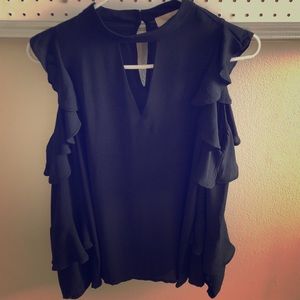 Long sleeved, cold shoulder blouse